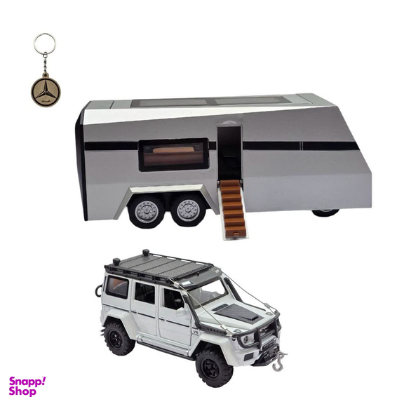 ماکت ماشین ناب سل مدل بنز باراباس فلزی وینچ دار با کاروان موزیکال چراغدار MERCEDES BENZ BARABUS به همراه جاسوییچی