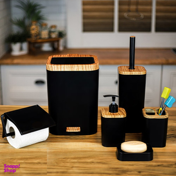 ست سرویس بهداشتی برتر مدل لیدوما طرح چوب مجموعه ۶ عددی