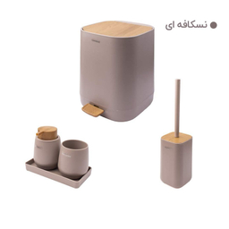 ست سرویس بهداشتی 5 پارچه میامی کنتراست مدل طرح چوب کد RM9910