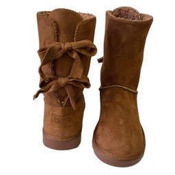 بوت زنانه طرح اگ مدل پشت بندی رنگ عسلی