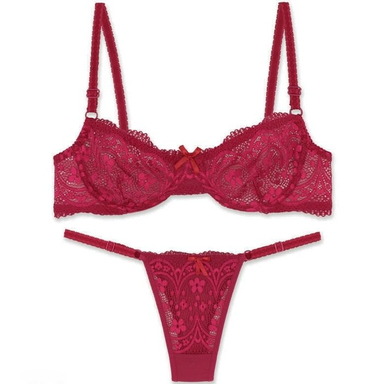 ست شورت و سوتین ژوبین کد 1395 رنگ زرشکی