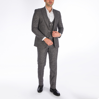 ست کت و شلوار و جلیقه آیکت مدل اسلیم فیت افکت دار کد 2 رنگ طوسی