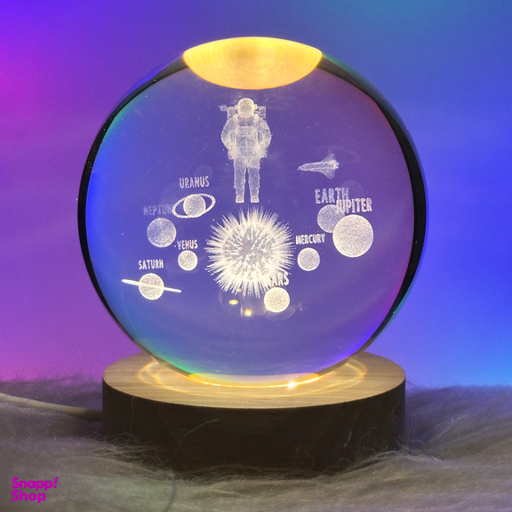 چراغ خواب مدل گوی کریستالی 3D طرح فضانورد