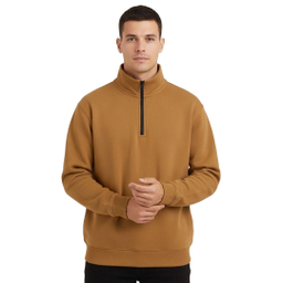 سویشرت نیم زیپ مردانه به رسم کد 80020 رنگ نسکافه ای