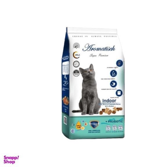 غذای خشک گربه بالغ آروماتیش مدل indoor وزن 1 کیلوگرم