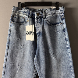 شلوار مام فیت مردانه طرح ZARA کد 1633 رنگ آبی روشن