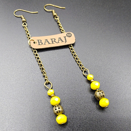 گوشواره زنانه باراج من مدل آویز زنجیر دار کریستالی کد GS-02