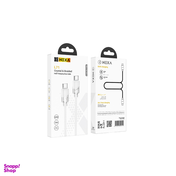 کابل شارژ 60 وات Type-C نکسا مدل L71 طول 1.2 متر