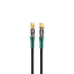 کابل دیتا 20 وات Type-C به Lightning گرین لاین مدل Transparent Cable کد GNTSCLTG1MBK طول 1 متر