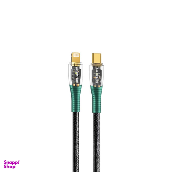 کابل دیتا 20 وات Type-C به Lightning گرین لاین مدل Transparent Cable کد GNTSCLTG1MBK طول 1 متر