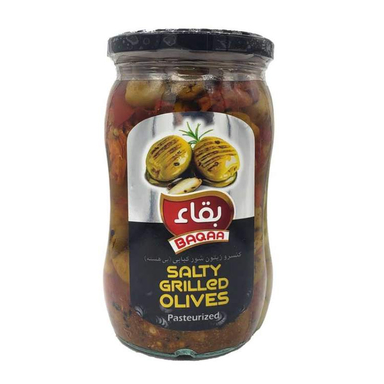 کنسرو زیتون شور کبابی بی هسته بقاء وزن 390 گرم