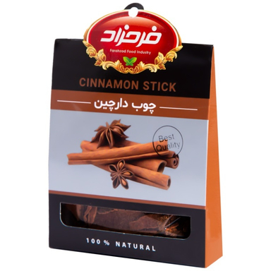 چوب دارچین فرحزاد وزن 40 گرم بسته بندی پاکتی