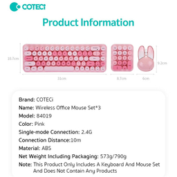 کیبورد و ماوس بی سیم کوتسی مدل 84019 به همراه صفحه اعداد