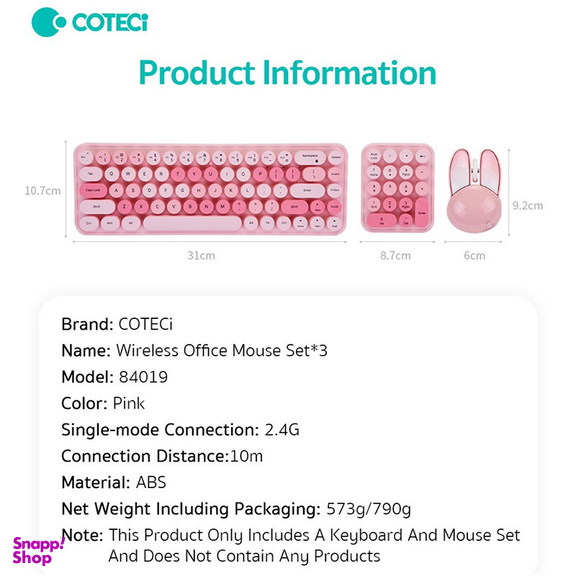 کیبورد و ماوس بی سیم کوتسی مدل 84019 به همراه صفحه اعداد