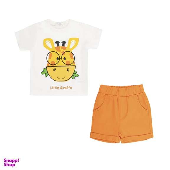 ست تیشرت و شلوارک پسرانه فیورلا مدل زرافه ی باهوش کد 25033