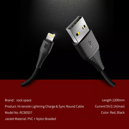 کابل تبدیل USB به لایتنینگ راک اسپیس مدل RCB0557 طول 1.2 متر