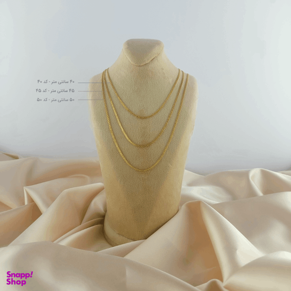 زنجیر طلا زنانه 18 عیار مدل بیزمارک تخت کد 40