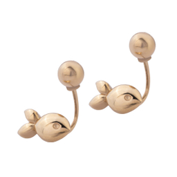 گوشواره طلا ۱۸ عیار زنانه داریم مدل ماهی و گوی برجسته