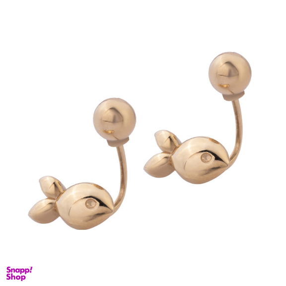 گوشواره طلا ۱۸ عیار زنانه داریم مدل ماهی و گوی برجسته