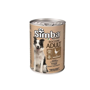 کنسرو غذای سگ سیمبا طعم گوشت شکار کد 5608 وزن 415 گرم