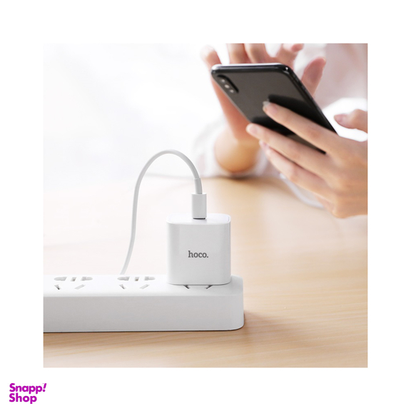 شارژر دیواری 20 وات هوکو مدل C76 PD به همراه کابل لایتنینگ