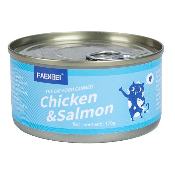 کنسرو گربه فنبی طعم مرغ و سالمون وزن 170 گرم