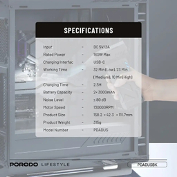 جت فن 160 وات پرودو مدل PDADUSBK Turboblast