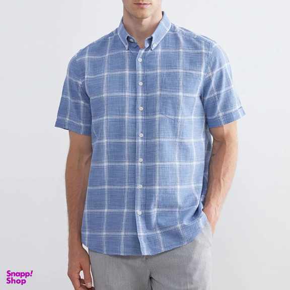 پیراهن آستین کوتاه مردانه ال سی وایکیکی مدل charder رنگ آبی