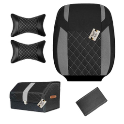 روکش صندلی خودرو سوشیانت مدل G مناسب پراید 132 به همراه پشت گردنی و نظم دهنده و دور فرمان