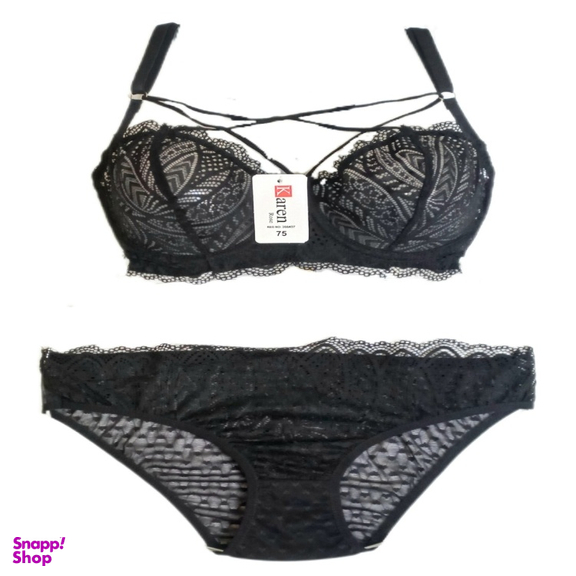 ست لباس زیر زنانه کارن کد Kh01 رنگ مشکی