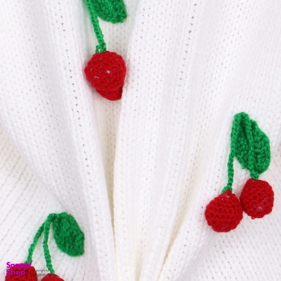 ژاکت زنانه گره استایل مدل cherry رنگ سفید