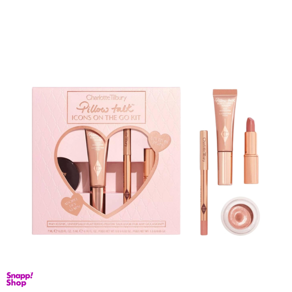 پک رژ لب شارلوت تیلبری مدل Pillow Talk Icons On The Go Kit مجموعه 4 عددی