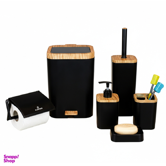 ست سرویس بهداشتی برتر مدل لیدوما طرح چوب مجموعه ۶ عددی