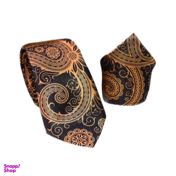 ست کراوات و دستمال جیب مردانه آیکت مدل بته جقه محو کد z4