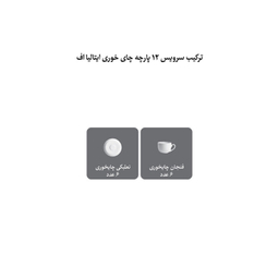 ست فنجان و نعلبکی 12 پارچه چینی زرین ایران سری ایتالیا اف مدل 8 سیلورلاینر درجه سه