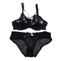 ست شورت و سوتین زنانه تیریتی مدل توری گل دار رنگ مشکی