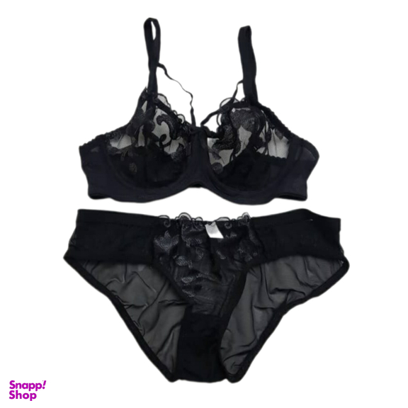 ست شورت و سوتین زنانه تیریتی مدل توری گل دار رنگ مشکی