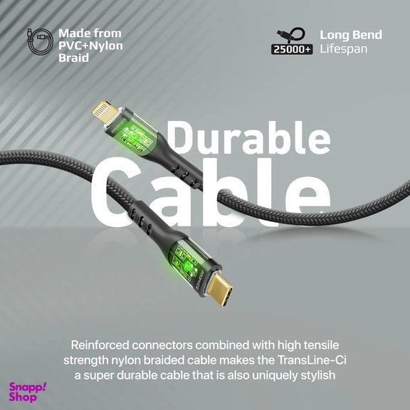 کابل USB-C به لایتنینگ پرومیت مدل TRANSLINE-CI.BLACK طول 1.2 متر