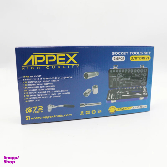 آچار بکس اپکس مدل YP-3/8DRIVE-APX-1524 مجموعه 24 عددی