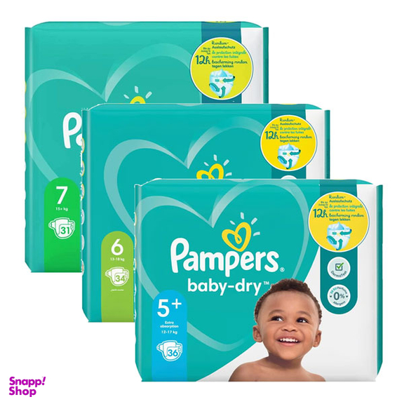 پوشک کودک پمپرز مدل Baby Dry بسته 36 عددی