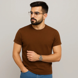 تیشرت آستین کوتاه پاکتی مردانه مدل 199379 رنگ قهوه ای