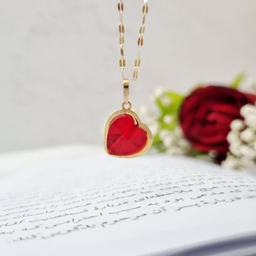 پلاک گردنبند طلا 18 عیار زنانه گوزن مدل سواروسکی قلب قرمز کد jf189