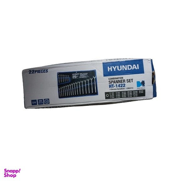 آچار یک سر تخت و یک سر رینگی هیوندای مدل HT-1422 مجموعه 22 عددی