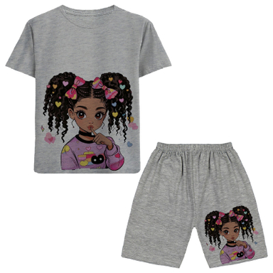 ست تیشرت و شلوارک دخترانه مدل دخترک 53