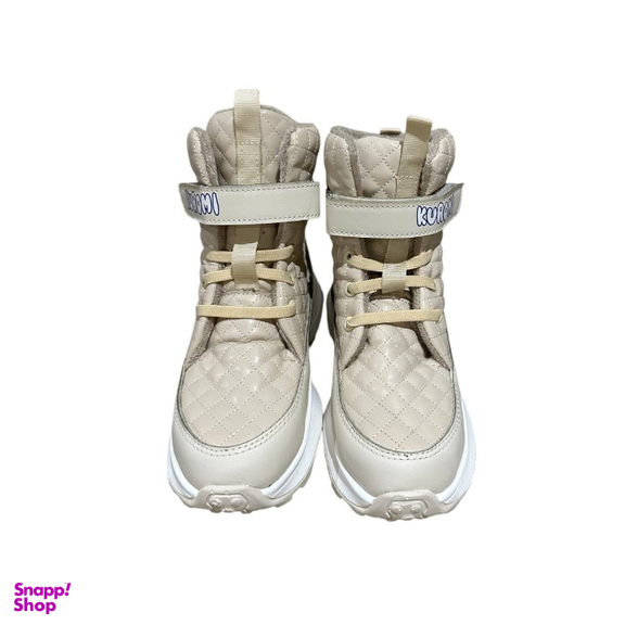 بوت دخترانه مدل کاپشنی طرح کرومی رنگ کرم