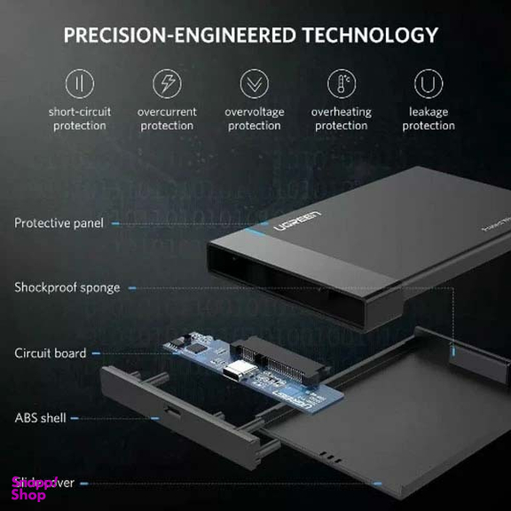 باکس هارد 2.5 اینچ Type-C 3.1 gen2 یوگرین US221