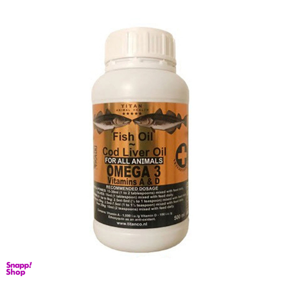 روغن ماهی درمان ریزش مو سگ و گربه تیتان مدل امگا 3 حجم 500 میلی لیتر