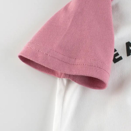 تی شرت آستین کوتاه دخترانه هومنیتی مدل WYKGTSHT9533-WHTPNK