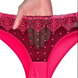 ست شورت و سوتین فنردار تور گلدوزی نوشه پوش کد m-3010 رنگ سرخابی