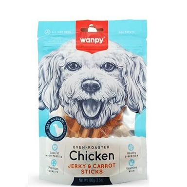 غذای تشویقی سگ ونپی مدل Chicken jerky & carrot sticks وزن 100 گرم